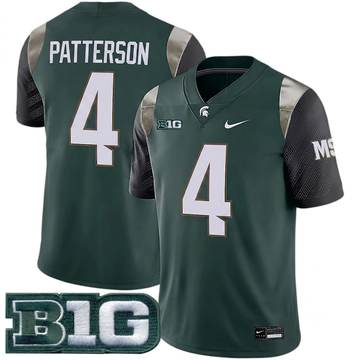 Jaziun Patterson Michigan Spartans Football Green Limited Jersey w/ B1G Patch - All Stitched