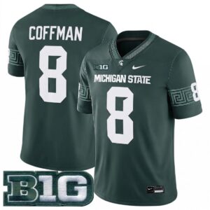 Kayd Coffman Michigan Spartans Football Green Game Jersey w/ B1G Patch - All Stitched