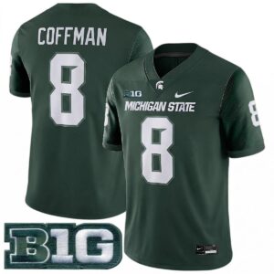 Kayd Coffman Michigan Spartans Football Green Alternate Game Jersey w/ B1G Patch - All Stitched