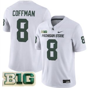 Kayd Coffman Michigan Spartans Football White Alternate Game Jersey w/ B1G Patch - All Stitched