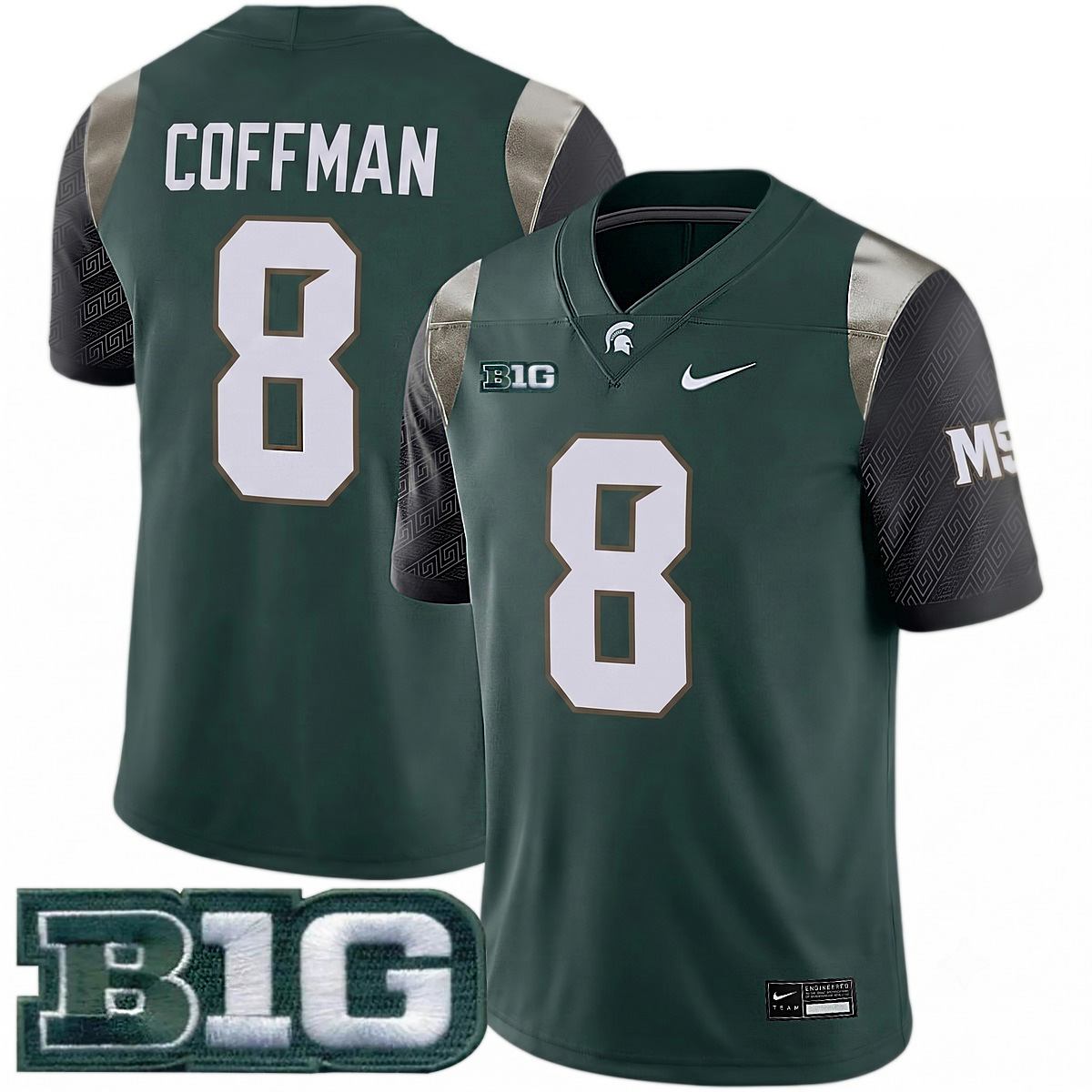 Kayd Coffman Michigan Spartans Football Green Limited Jersey w/ B1G Patch - All Stitched