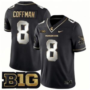 Kayd Coffman Michigan Spartans Football Black Gold Jersey w/ B1G Patch - All Stitched
