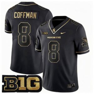 Kayd Coffman Michigan Spartans Football Black Gold Limited Jersey w/ B1G Patch - All Stitched